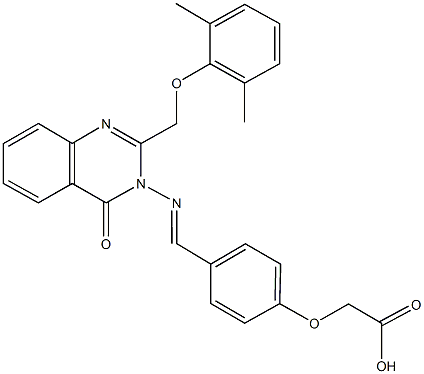 (4-{[(2-[(2,6-dimethylphenoxy)methyl]-4-oxo-3(4H)-quinazolinyl)imino]methyl}phenoxy)acetic acid 结构式