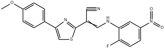 3-{2-fluoro-5-nitroanilino}-2-[4-(4-methoxyphenyl)-1,3-thiazol-2-yl]acrylonitrile 结构式