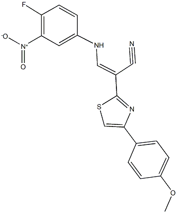 3-{4-fluoro-3-nitroanilino}-2-[4-(4-methoxyphenyl)-1,3-thiazol-2-yl]acrylonitrile 结构式