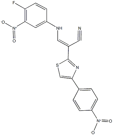 3-{4-fluoro-3-nitroanilino}-2-(4-{4-nitrophenyl}-1,3-thiazol-2-yl)acrylonitrile 结构式