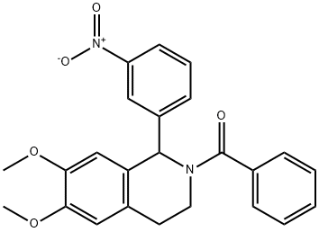 2-benzoyl-1-{3-nitrophenyl}-6,7-dimethoxy-1,2,3,4-tetrahydroisoquinoline 结构式