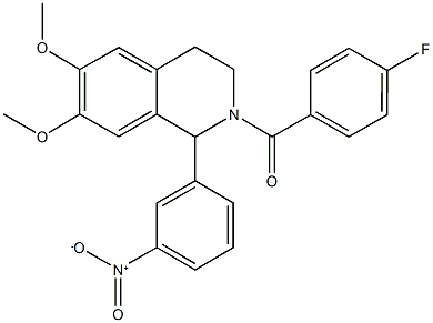 2-(4-fluorobenzoyl)-1-{3-nitrophenyl}-6,7-dimethoxy-1,2,3,4-tetrahydroisoquinoline 结构式