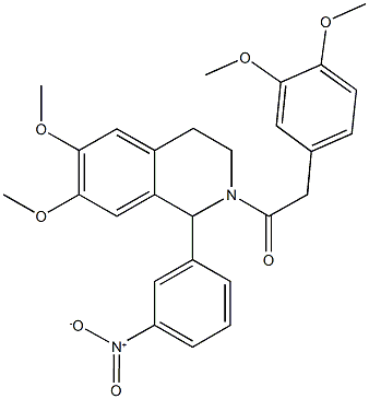 2-[(3,4-dimethoxyphenyl)acetyl]-1-{3-nitrophenyl}-6,7-dimethoxy-1,2,3,4-tetrahydroisoquinoline 结构式