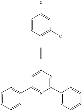 4-[2-(2,4-dichlorophenyl)vinyl]-2,6-diphenylpyrimidine 结构式