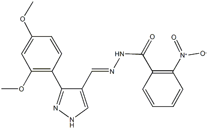 N'-{[3-(2,4-dimethoxyphenyl)-1H-pyrazol-4-yl]methylene}-2-nitrobenzohydrazide 结构式