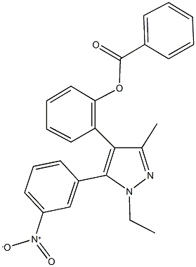 2-(1-ethyl-5-{3-nitrophenyl}-3-methyl-1H-pyrazol-4-yl)phenyl benzoate 结构式