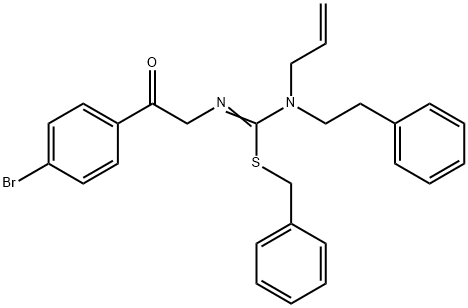 benzyl N-allyl-N'-[2-(4-bromophenyl)-2-oxoethyl]-N-(2-phenylethyl)imidothiocarbamate 结构式
