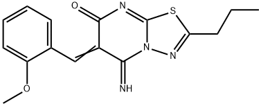 5-imino-6-(2-methoxybenzylidene)-2-propyl-5,6-dihydro-7H-[1,3,4]thiadiazolo[3,2-a]pyrimidin-7-one 结构式