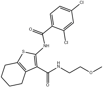 2-[(2,4-dichlorobenzoyl)amino]-N-(2-methoxyethyl)-4,5,6,7-tetrahydro-1-benzothiophene-3-carboxamide 结构式