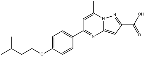 5-[4-(isopentyloxy)phenyl]-7-methylpyrazolo[1,5-a]pyrimidine-2-carboxylic acid 结构式