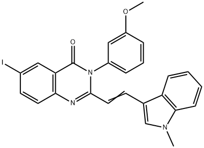 6-iodo-3-(3-methoxyphenyl)-2-[2-(1-methyl-1H-indol-3-yl)vinyl]-4(3H)-quinazolinone 结构式