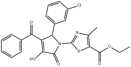 ethyl 2-[3-benzoyl-2-(3-chlorophenyl)-4-hydroxy-5-oxo-2,5-dihydro-1H-pyrrol-1-yl]-4-methyl-1,3-thiazole-5-carboxylate 结构式