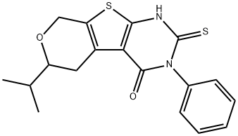 6-isopropyl-3-phenyl-2-sulfanyl-3,5,6,8-tetrahydro-4H-pyrano[4',3':4,5]thieno[2,3-d]pyrimidin-4-one 结构式