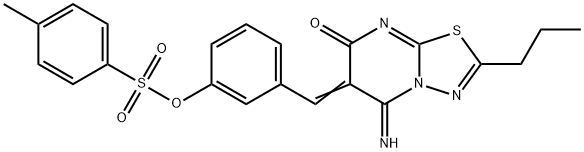 3-[(5-imino-7-oxo-2-propyl-5H-[1,3,4]thiadiazolo[3,2-a]pyrimidin-6(7H)-ylidene)methyl]phenyl 4-methylbenzenesulfonate 结构式