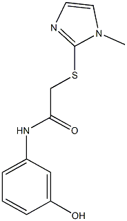 N-(3-hydroxyphenyl)-2-[(1-methyl-1H-imidazol-2-yl)sulfanyl]acetamide 结构式