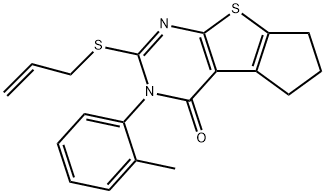 2-(allylsulfanyl)-3-(2-methylphenyl)-3,5,6,7-tetrahydro-4H-cyclopenta[4,5]thieno[2,3-d]pyrimidin-4-one 结构式