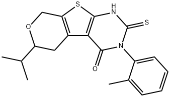 6-isopropyl-3-(2-methylphenyl)-2-sulfanyl-3,5,6,8-tetrahydro-4H-pyrano[4',3':4,5]thieno[2,3-d]pyrimidin-4-one 结构式