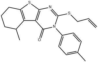 2-(allylsulfanyl)-5-methyl-3-(4-methylphenyl)-5,6,7,8-tetrahydro[1]benzothieno[2,3-d]pyrimidin-4(3H)-one 结构式