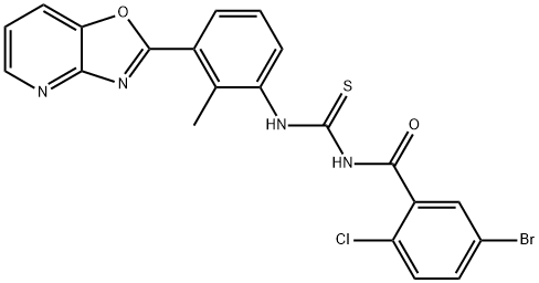 N-(5-bromo-2-chlorobenzoyl)-N'-(2-methyl-3-[1,3]oxazolo[4,5-b]pyridin-2-ylphenyl)thiourea 结构式