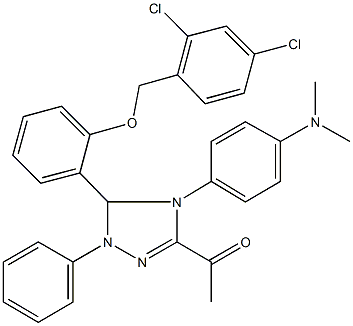 1-{5-{2-[(2,4-dichlorobenzyl)oxy]phenyl}-4-[4-(dimethylamino)phenyl]-1-phenyl-4,5-dihydro-1H-1,2,4-triazol-3-yl}ethanone 结构式