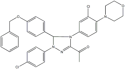1-[5-[4-(benzyloxy)phenyl]-4-[3-chloro-4-(4-morpholinyl)phenyl]-1-(4-chlorophenyl)-4,5-dihydro-1H-1,2,4-triazol-3-yl]ethanone 结构式
