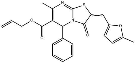 allyl 7-methyl-2-[(5-methyl-2-furyl)methylene]-3-oxo-5-phenyl-2,3-dihydro-5H-[1,3]thiazolo[3,2-a]pyrimidine-6-carboxylate 结构式