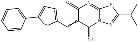 5-imino-2-isopropyl-6-[(5-phenyl-2-furyl)methylene]-5,6-dihydro-7H-[1,3,4]thiadiazolo[3,2-a]pyrimidin-7-one 结构式