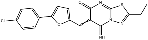 6-{[5-(4-chlorophenyl)-2-furyl]methylene}-2-ethyl-5-imino-5,6-dihydro-7H-[1,3,4]thiadiazolo[3,2-a]pyrimidin-7-one 结构式