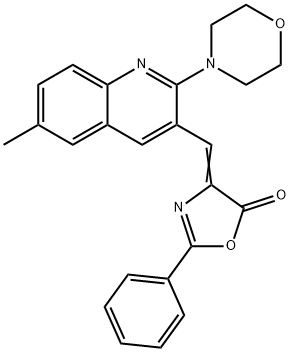 4-[(6-methyl-2-morpholin-4-ylquinolin-3-yl)methylene]-2-phenyl-1,3-oxazol-5(4H)-one 结构式