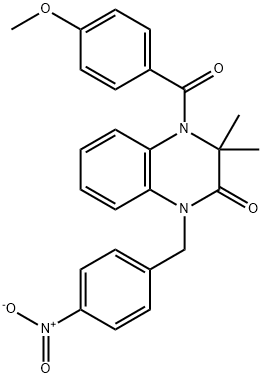 1-{4-nitrobenzyl}-4-(4-methoxybenzoyl)-3,3-dimethyl-3,4-dihydro-2(1H)-quinoxalinone 结构式