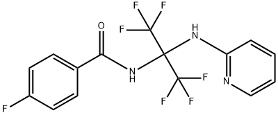 4-fluoro-N-[2,2,2-trifluoro-1-(pyridin-2-ylamino)-1-(trifluoromethyl)ethyl]benzamide 结构式