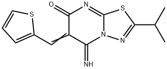 5-imino-2-isopropyl-6-(2-thienylmethylene)-5,6-dihydro-7H-[1,3,4]thiadiazolo[3,2-a]pyrimidin-7-one 结构式