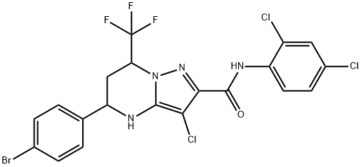 5-(4-bromophenyl)-3-chloro-N-(2,4-dichlorophenyl)-7-(trifluoromethyl)-4,5,6,7-tetrahydropyrazolo[1,5-a]pyrimidine-2-carboxamide 结构式