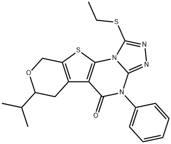 1-(ethylsulfanyl)-7-isopropyl-4-phenyl-6,9-dihydro-7H-pyrano[4',3':4,5]thieno[3,2-e][1,2,4]triazolo[4,3-a]pyrimidin-5(4H)-one 结构式