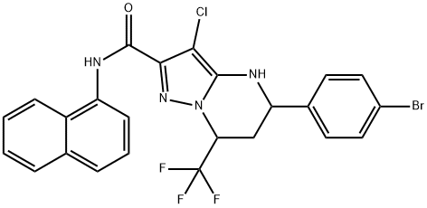 5-(4-bromophenyl)-3-chloro-N-(1-naphthyl)-7-(trifluoromethyl)-4,5,6,7-tetrahydropyrazolo[1,5-a]pyrimidine-2-carboxamide 结构式