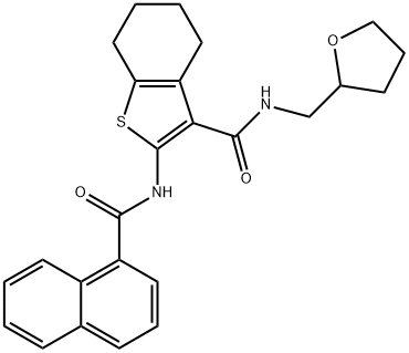 2-(1-naphthoylamino)-N-(tetrahydrofuran-2-ylmethyl)-4,5,6,7-tetrahydro-1-benzothiophene-3-carboxamide 结构式