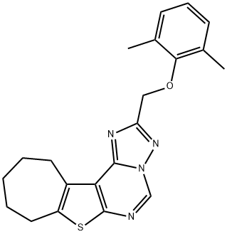 2-[(2,6-dimethylphenoxy)methyl]-9,10,11,12-tetrahydro-8H-cyclohepta[4,5]thieno[3,2-e][1,2,4]triazolo[1,5-c]pyrimidine 结构式