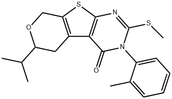 6-isopropyl-3-(2-methylphenyl)-2-(methylsulfanyl)-3,5,6,8-tetrahydro-4H-pyrano[4',3':4,5]thieno[2,3-d]pyrimidin-4-one 结构式