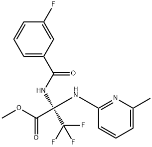 methyl 3,3,3-trifluoro-2-[(3-fluorobenzoyl)amino]-2-[(6-methyl-2-pyridinyl)amino]propanoate 结构式