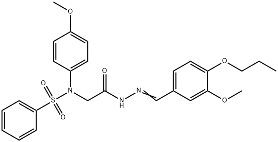 N-(4-methoxyphenyl)-N-{2-[2-(3-methoxy-4-propoxybenzylidene)hydrazino]-2-oxoethyl}benzenesulfonamide 结构式