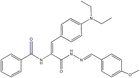 N-(2-[4-(diethylamino)phenyl]-1-{[2-(4-methoxybenzylidene)hydrazino]carbonyl}vinyl)benzamide 结构式