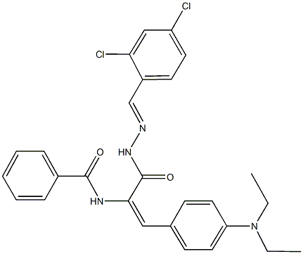N-{1-{[2-(2,4-dichlorobenzylidene)hydrazino]carbonyl}-2-[4-(diethylamino)phenyl]vinyl}benzamide 结构式