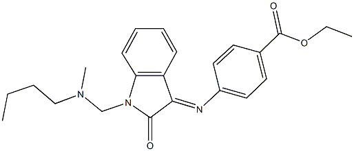 ethyl 4-[(1-{[butyl(methyl)amino]methyl}-2-oxo-1,2-dihydro-3H-indol-3-ylidene)amino]benzoate 结构式