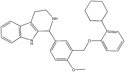 1-{3-[(2-cyclohexylphenoxy)methyl]-4-methoxyphenyl}-2,3,4,9-tetrahydro-1H-beta-carboline 结构式