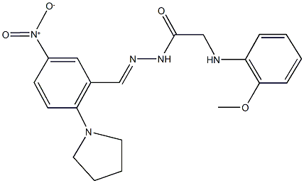 N'-[5-nitro-2-(1-pyrrolidinyl)benzylidene]-2-(2-methoxyanilino)acetohydrazide 结构式