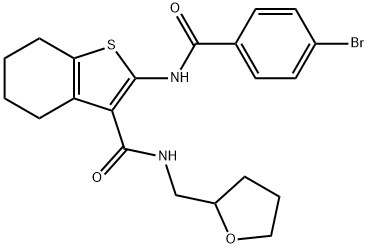 2-[(4-bromobenzoyl)amino]-N-(tetrahydro-2-furanylmethyl)-4,5,6,7-tetrahydro-1-benzothiophene-3-carboxamide 结构式