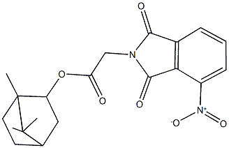 1,7,7-trimethylbicyclo[2.2.1]hept-2-yl {4-nitro-1,3-dioxo-1,3-dihydro-2H-isoindol-2-yl}acetate 结构式