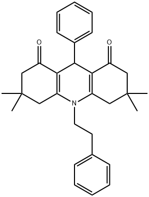 3,3,6,6-tetramethyl-9-phenyl-10-(2-phenylethyl)-3,4,6,7,9,10-hexahydroacridine-1,8(2H,5H)-dione 结构式