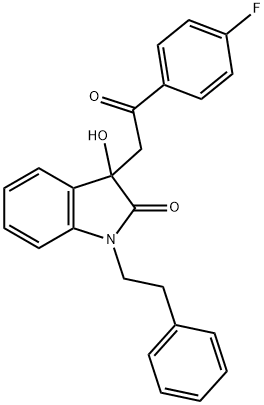 3-[2-(4-fluorophenyl)-2-oxoethyl]-3-hydroxy-1-(2-phenylethyl)-1,3-dihydro-2H-indol-2-one 结构式