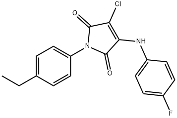 3-chloro-1-(4-ethylphenyl)-4-(4-fluoroanilino)-1H-pyrrole-2,5-dione 结构式